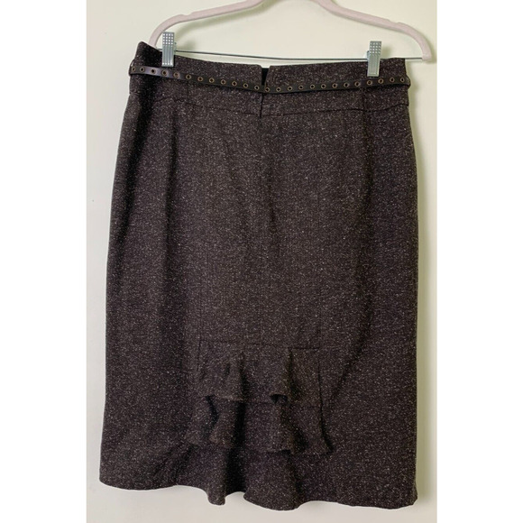 Worthington Deep Chocolate Ruffle Pencil Skirt Brown size 10 - Picture 3 of 8